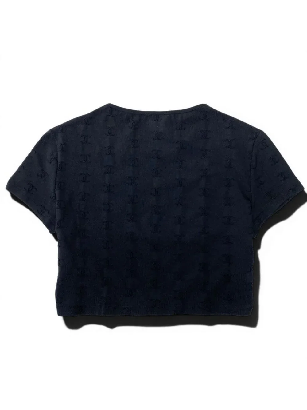 Chanel 97P Ce8 Vintage CC Logo Cropped T Fitted Top Black